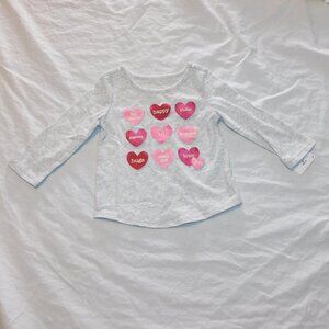 Baby Girl First Valentines Day Long Sleeve Shirt 12 Months Candy Hearts NEW